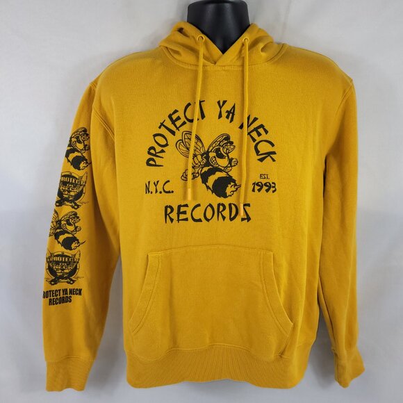 Protect Ya Neck Records Wutang Clan Yellow Sweatshirt Hip Hop Rap Mens Medium - Picture 1 of 3